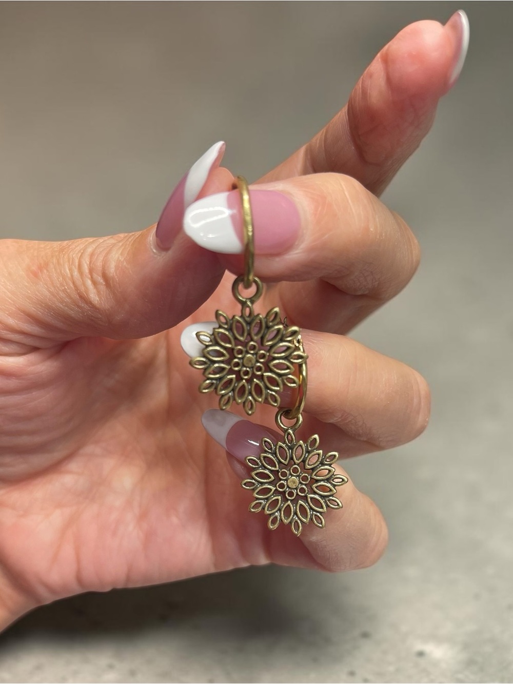 Convertible Gold Tone Floral Filigree Hoop Earrings